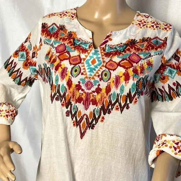 Beaded,tropical,cotton,slight sheer,super lightweight beach,sundress,resortwear - Picture 5 of 14